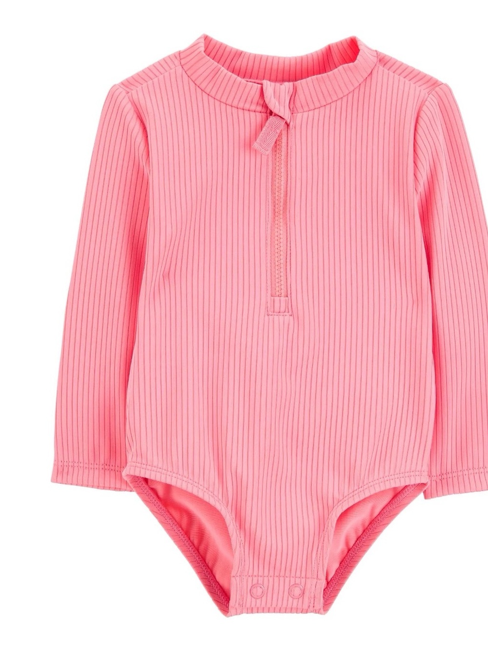 Carter's Pink Ribbed Long-Sleeve One-Piece Swimsuit
